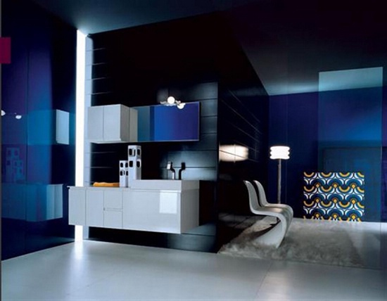 Дизайнерские идеи стильной ванной комнаты в голубых тонах