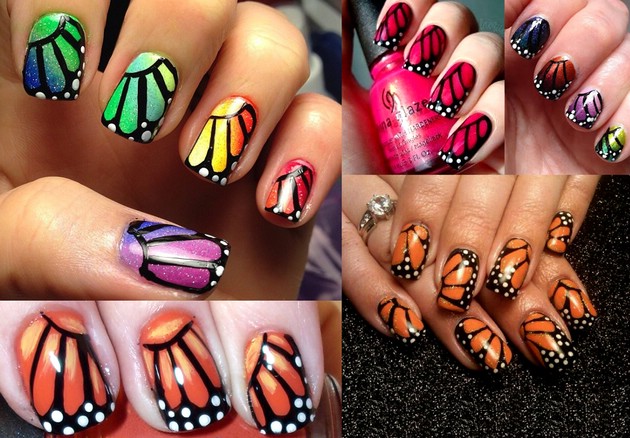 Рисунки на ногтях: мотылек или бабочка